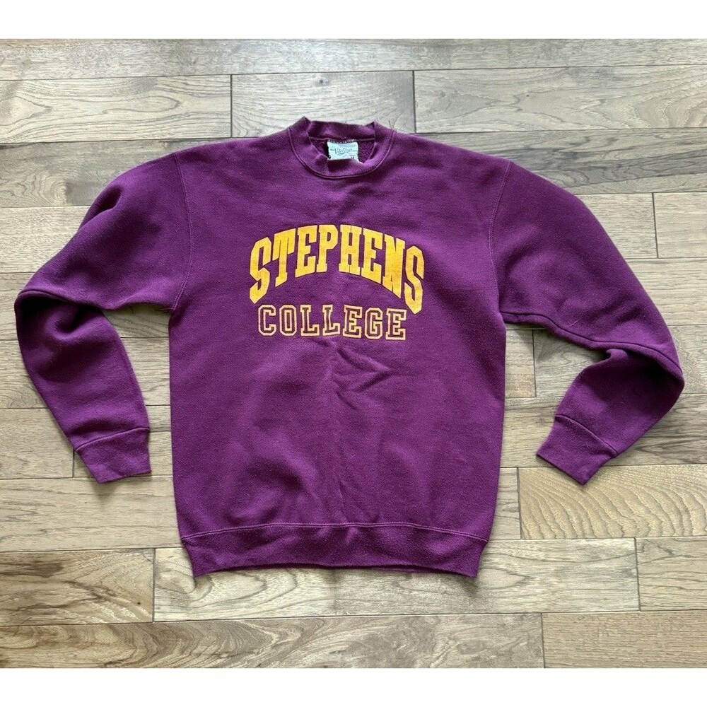 VTG 80s Velva Sheen M/L Burgundy Crewneck Sweatshirt USA Made College Dropout